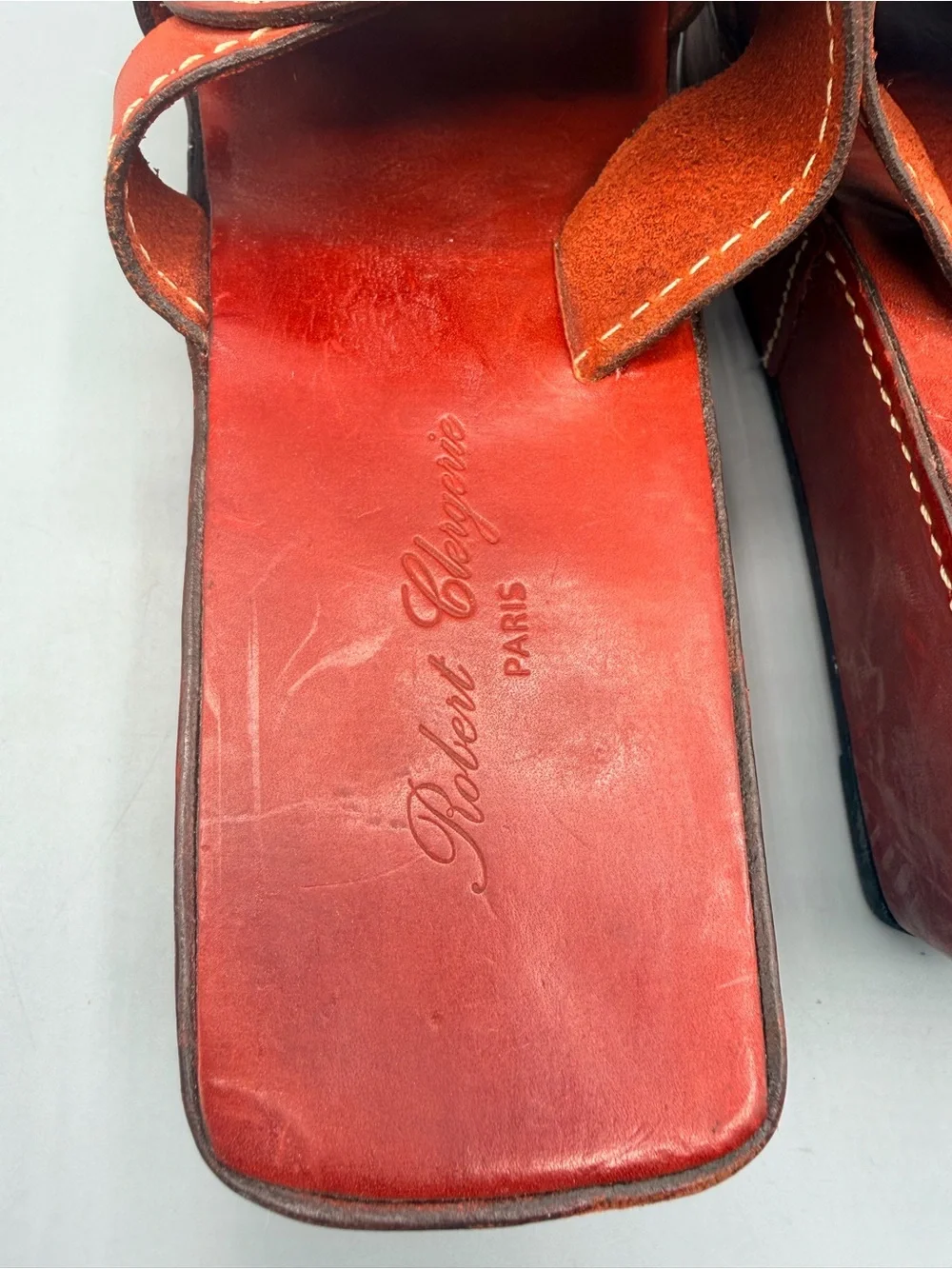 Robert Clergerie Paris, Red Leather Luxury Platform Wedge Sandals,Made In France